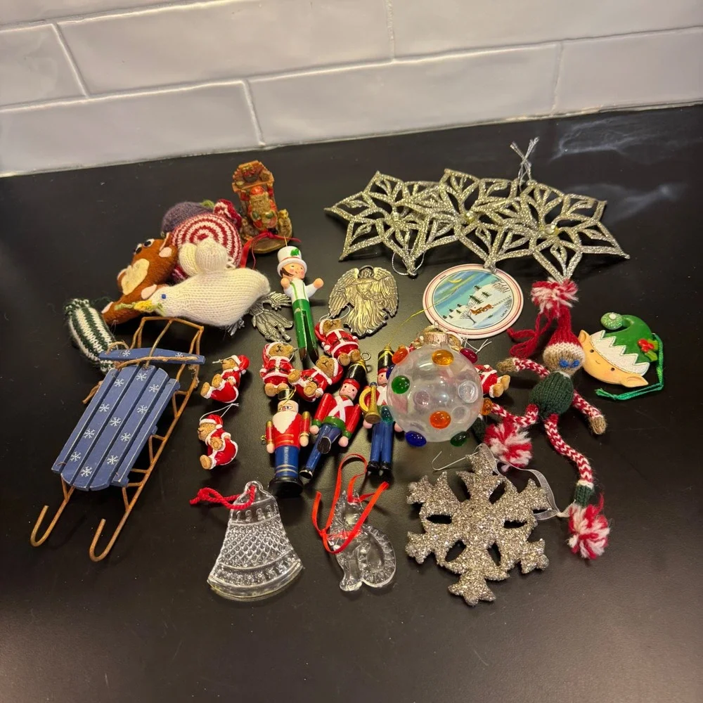 Christmas Ornament Lot Multicolored Vintage Eclectic Mix